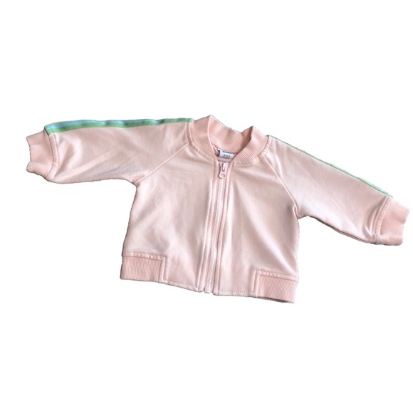 Janie And Jack Baby Pink And Pastel Rainbow Stripe Track Jacket Size 0-3 Months - Picture 1 of 10